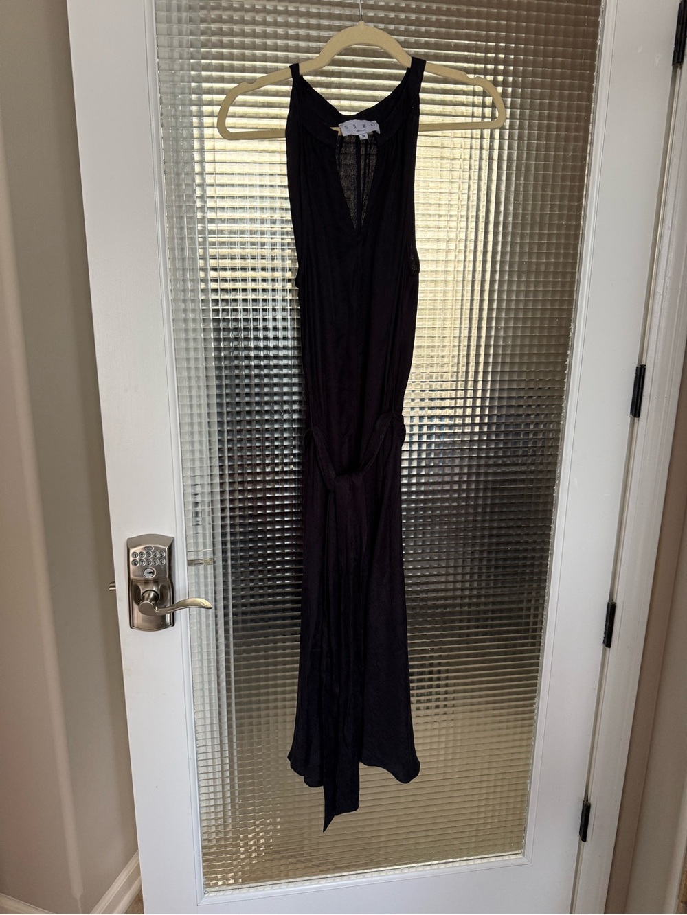 Sleeveless Siizu Navy Maxi Dress with Front Tie Size M